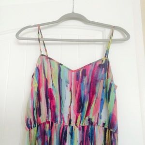 Multi-color Maxi Dress Abstract Watercolor